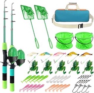 Kids Fishing Rod Reel Combo 4.92FT/5.9FT 2PCS Telescopic Fishing Pole Spincast Reel with Fishing Accessories Ultralight Fishing Tackle Starter Kit Kids Fishing Pole for Boys Girls Toddlers