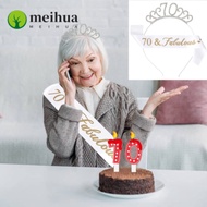 MEIHUAA 70th Birthday Sash Queen Silver Decoration Crystal Crown