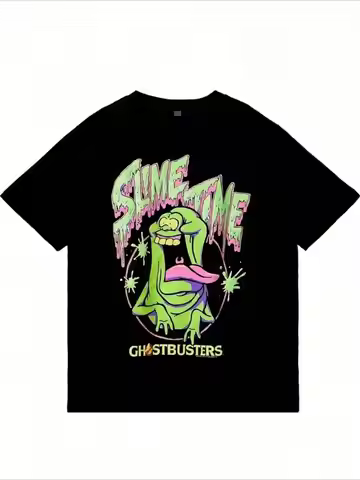 Ghostbusters Slime Time Summer Tee - Men's Breathable Cotton Shirt With Neon Colors, Perfect Youth G