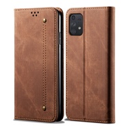 Samsung Galaxy A52 / Galaxy A52 5G / Galaxy A52s 5G Case RUILEAN Retro Denim Leather Flip Wallet Sta