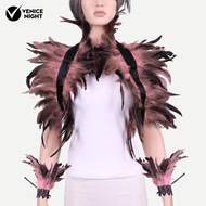 Feather Shawl Bracelet Set Feather Shawl Scarf Feather Shawl with Fake Collar Wrist Ring Hollow Lace