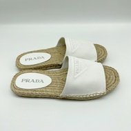 未使用 Prada普拉達 漁夫鞋草編拖鞋 時 38碼 無附件