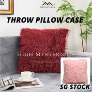 {SG} 50x50cm Decorative Throw Pillow Case Cushion Cover with Fluffy Fringe for Couch Sofa Bed Insert