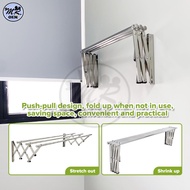 MR OEM 3 Bar 1.2M / 1.5M / 1.8M Retractable Cloth Hanger Stainless Steel Ampaian Baju Wall Mount Clo
