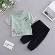 ▣Pakaian Kanak-Kanak Lelaki Leprosy Katun Musim Panas Linen Bayi Gaya Cina Baju Lengan Pendek Retro Tang Pakaian Kanak-K