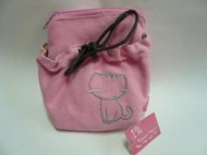 [全新]百貨專櫃品牌 I34 愛森氏 Essence Family 布包 粉紅色小貓圖案 零錢包 小錢包 手機袋 隨手包