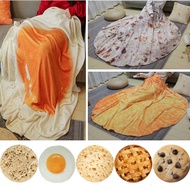 【CW】✲❣  Soft Warm Corn Tortilla Fried Egg Blanket Pita Lavash Food Fleece Bedspread All Seasons for Bed Sofa Throw