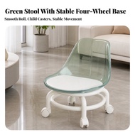 Acrylic Rolling Low Chair Ergonomic Low Chair with Caster Wheels Mobile Compact for Bedrooms, Living