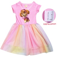 Skye PAW Patrol Girls Fashion Cute Dress Rainbow Mesh Pink and White Dress 8274