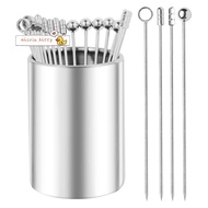 4.3inch Metal Cocktail Picks 20Pack+Holder Kit,304 Stainless Steel Cocktail Toothpicks, Reusable Coc