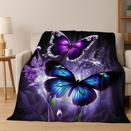 26 Style Dream Butterfly Flower Cartoon Flannel Blanket,Cozy Soft Throw Blanket for Home Bedroom Bed