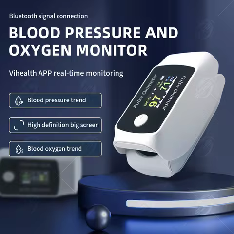 2 In 1 Dual Function Blood Oxygen and Blood Pressure Monitor, Intelligent Bluetooth Finger Pulse Oxi
