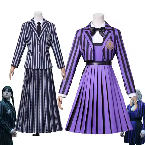 New 2025 TV Wednesday Cosplay Costume Enid Agnes School Uniform Adult Children Stripe JK Outfit Hall