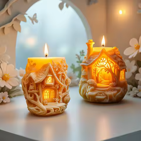 Tree House Aroma Candle Silicone Mold DIY Fairytale Forest Hut Candle 3D Building Silicone Mold