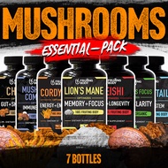 Essential Mushroom Combo Pack - 7 Different Mushroom Bottles in Capsule Form - แคปซูลเห็ดหัวลิง ถั่ง