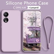 OPPO A18 A38 A58 A78 A98 5G 4G Casing Soft Liquid Silicone Case Full Cover Camera Free Lanyard Cover