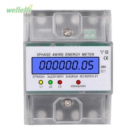 WELLETH DIN Rail Energy Meter, 10 to 100A 3 Phase 4 Wire Three Phase Energy Meter, DIN Rail Installa