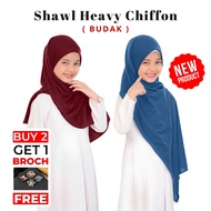 Shawl Heavy Chiffon Kids || Stylish & Comfortable || Tudung Budak Shawl  (Buy 2 Free 1 Broch)