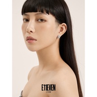 E11EVEN Ripple Thickness Texture Small Square Geometric Zircon Texture Earrings 925 Silver Needle