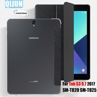 [HM] สำหรับ Samsung Galaxy Tab S3 9.7 Quot; 2017เคสแท็บเล็ต Smart Wake Cover Funda Flip Leather Tri Fold Sleeve Stand Case สำหรับ Sm-t820 T825-แท็บเล็ต Amp; E-Books Case -