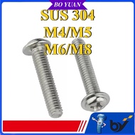 304 stainless steel cross round head with padded screw large pan head semi-round head computer screw
