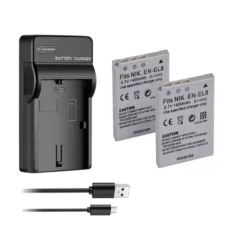 1400mAh EN-EL8 ENEL8 EN EL8 Camera Battery + Charger For Nikon COOLPIX S1 S2 S3 S4 S5 S6 S7 S7C S8 S