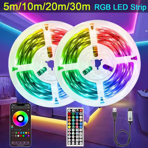 RGB Led Strip Lights 10m 20m 30m Led Room Light with Remote and APP Control RGB Ribbon for Room Home
