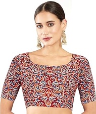 Cotton Printed Blouses for Women Sarees, Elbow Sleeves Ajrakh Print Crop top Choli (B223-P)