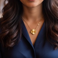 Gold shimmer glowing necklace - 750 embossed lobster hook, women's aesthetic titanium necklace