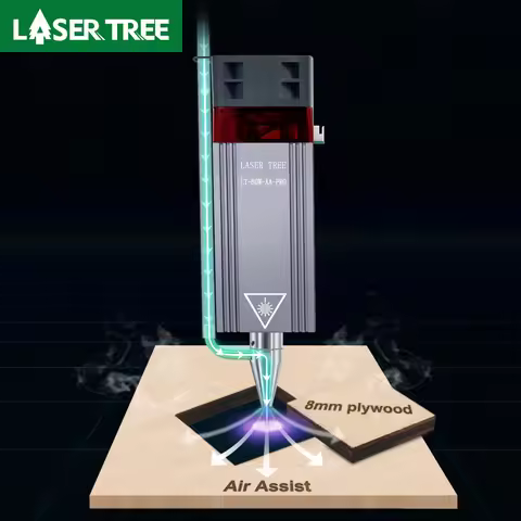 LASER TREE 10W Laser Module with Air Assist 5W 4W Laser Head 450nm Blue Light TTL Smarter Tool for L