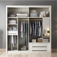 6ft (W) x 7ft (H) Nordic Modern Minimalist Sliding Two Door Wardrobe Bedroom Clothes Storage Cabinet