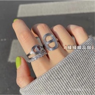 Hot-selling H Pig Nose Ring Horizontal Vertical Ring 925 Sterling Silver O2VV