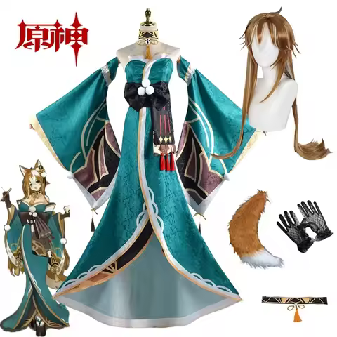 Miss Hina Cosplay Costume Anime Genshin Impact Gorou Cosplay Clothes Dress Wig Halloween Carnival Co