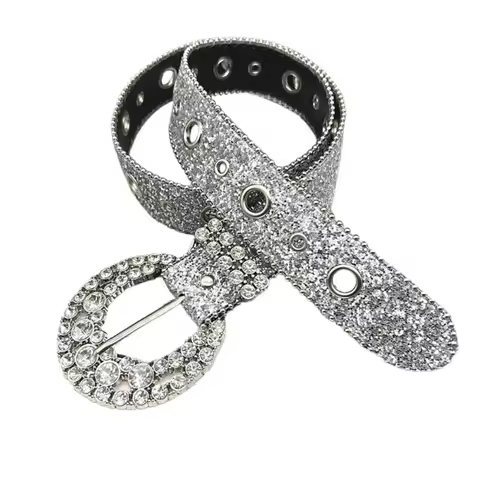 15UC Shinning Buckle Belt Woman Man Teens Locomotive Belt for Jeans Skirt