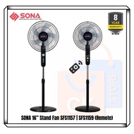 SONA 16” Stand Fan SFS 1157 | SFS1157 &amp; SFS 1159 | SFS1159 (Remote Control) - (8 Years Motor, 2 Years Parts Warranty)