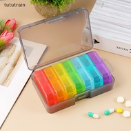 tututrain Weekly Portable Travel Pill Cases Box 7 Days Organizer 14 Grids Pills Container Storage Tablets Drug Vitamins Medicine Fish Oils TT