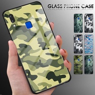 For Vivo Y91 Y95 Y93 Y91C Y85 V9 Y81 V7 Plus V5 Lite V5S Camouflage Soft Edge Silicone Case Shockproof Tempered Glass Back Cover Phone Casing