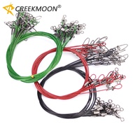 10pcs 50cm Steel Fishing Line Anti-bite Leader Wire Test 88Lbs/40kg Heavy-duty Wire Line Connector f