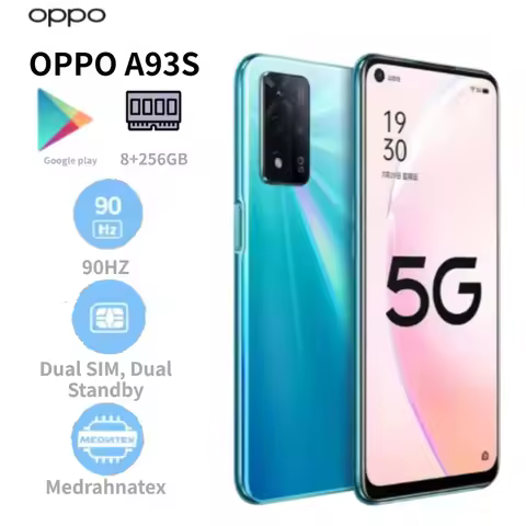 2026 OPPO A93s 5G Smartphone 6.5-inch 90Hz Display 5000mAh Battery 48MP Triple Camera 8GB+256GB Stor