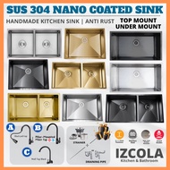 SINKI DAPUR NANO 100% Keluli Tahan Karat SUS304 Handmade Jenis Undermount & Topmount/ kitchen sink 1