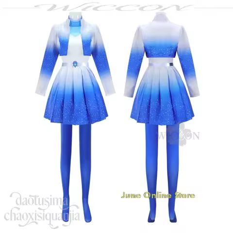 Descendants 5 Chloe Blue Jacket + Gradient Skirt – Fashion Short Set + Wigs, Halloween Party Rolepla