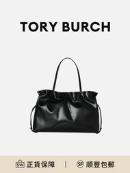 Tory Burch Ella雲朵包手挽袋黑色人造革時尚潮流[平行進口]