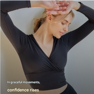 Andar Shirring Long Sleeve Crop Top - Natural Volume Up | Detachable Pad | 5 Color Options