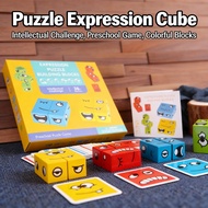 Funny Puzzle Expressions Colorful Building Blocks Cube Kids Emoji Board Game