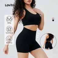 Lovito Sporty Sports Set Push Up Tummy Control Butt Lifting Yoga High Waist pants Sports Set for Wom