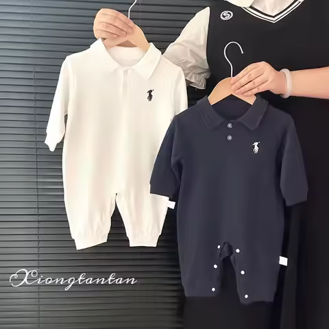 Cotton Newborn Baby Boy Long Sleeve Shirt Jumpsuit Romper Overall Handsome Gentleman Clothes roupas 