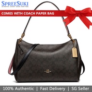 Coach Handbag In Gift Box Crossbody Bag Mia Shoulder Bag In Signature Canvas Brown / Black # F28967