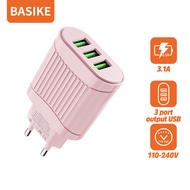 BASIKE Kepala Charger iphone Fast charging 15W for iphone oppo xiaomi Samsung 3 USB Port output PD 3.0+QC 4.0 5.0A