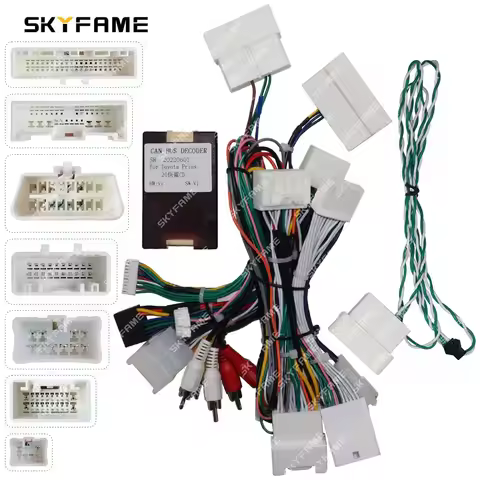 SKYFAME 16Pin Car Stereo Wire Harness Power Cable Canbus Box Decoder For Toyota Prius 20 Series
