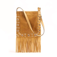 Halloween Suede Brand Studded Tassel Brown Shoulder Bag Fashion Luxury Bohemian Style Bag Niche Desi
